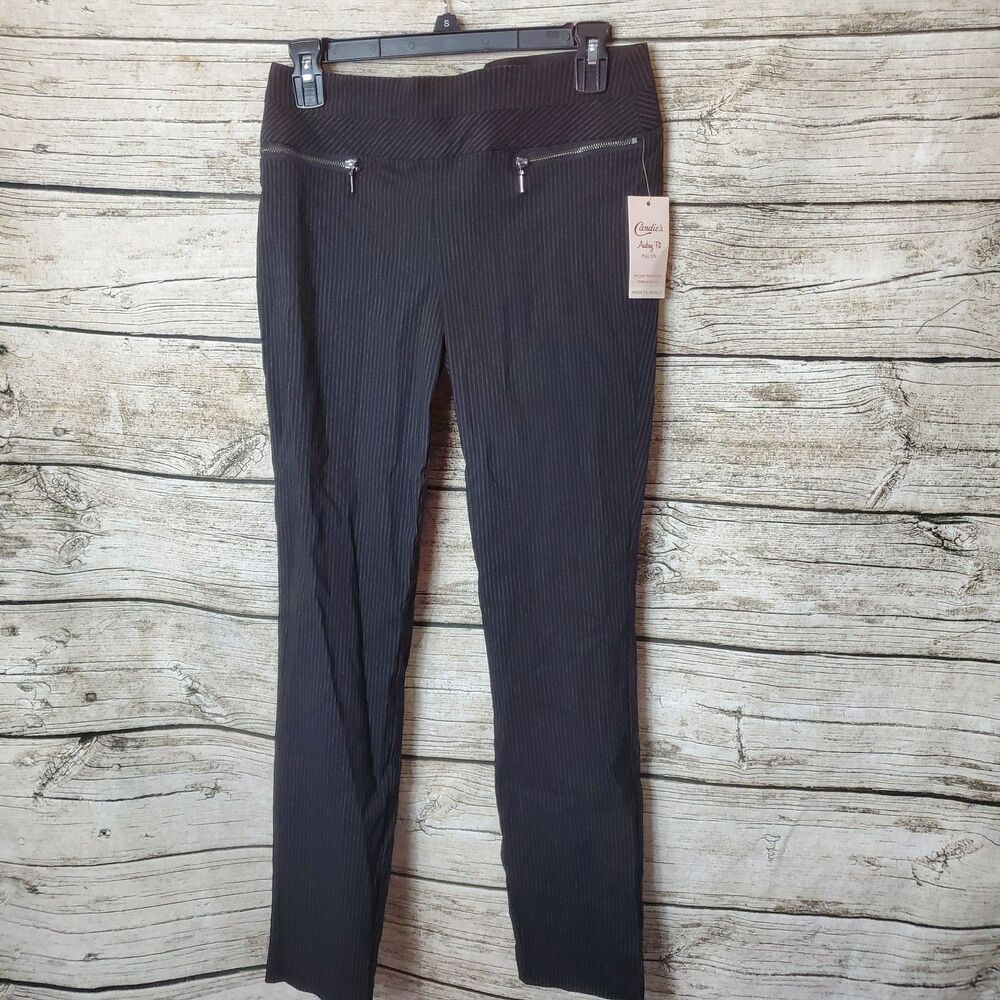 NEW! Candies Black / Grey Audrey Fit Pull On Pants -  Size Medium NWT